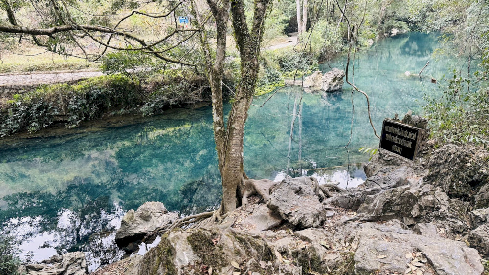 Where Uncle Ho often sat fishing in front of the Pac Bo cave